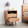 MAYEERTY Solid Oak Wood Nightstand with Dual Drawer Modern Bedside Cabinet for Bedroom Living Room - 3 of 4