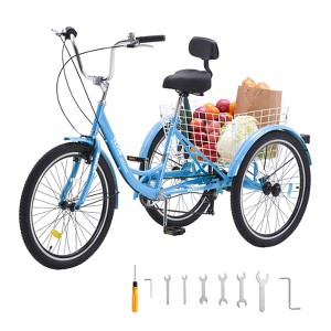 VEVOR Adult Tricycles Bike, 7 Speed Adult Trikes, 26 Inch Three-Wheeled Bicycles, Carbon Steel Cruiser Bike with Basket and Adjustable Seat - 1 of 4