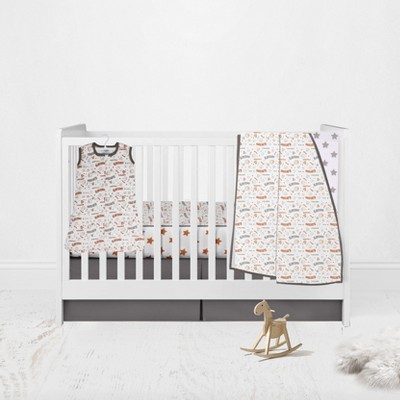 Bacati - Boys Basketball Muslin Orange Gray 4 pc Crib Bedding Set with Sleeping Bag