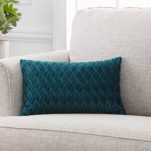 Chanasya Gem Pleated Textured Velvet Throw Pillow Cover - 2-Piece Set - 1 of 1