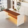 JUJABU 63" Modern Kitchen Island with Marble-Style Countertop and Grille Panel Design for Dining or Living Room - 3 of 4