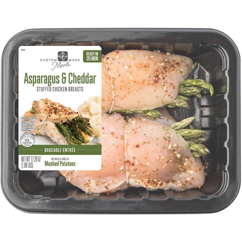 Custom Made Meals Asparagus &#38; Cheddar Stuffed Chicken Breast - 1.08lbs, 1 of 3