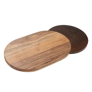 Storied Home Two-Tone Wood Cheese and Cutting Board, Natural and Walnut - 1 of 4