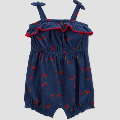 Image of Carter's Just One You® Baby Girls' Watermelon Romper - Navy Blue 9M