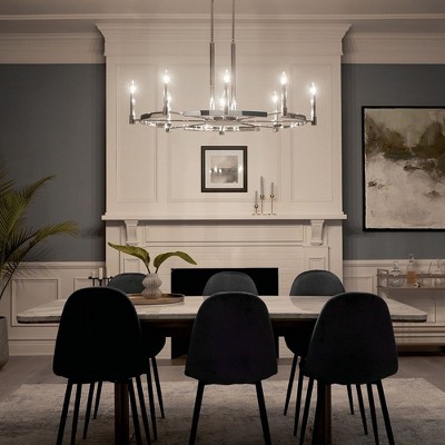 Elegant 8-Light Oval Chandelier in Polished Nickel with Candelabra Bulbs
