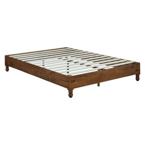 MUSEHOMEINC BA00481-3 12 Inch Easy Assembly Solid Pine Wood Platform Bed Frame with Wooden Slat Support, Steel Tubing, and Non Slip Tape - 1 of 4
