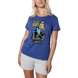 Women's Star Trek My Seat Loose T-Shirt Royal - 1 of 4
