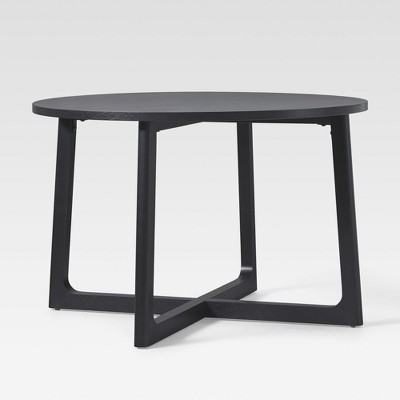 Saracina Home Modern 47” Solid Wood Round Dining Table with Geometric Leg Design