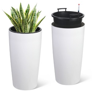 ODK 30 in Tall Planters for Outdoor Plants Set of 2, Large Outdoor Planters for Front Porch Decor with Drainage Holes, Automatic Watering - 1 of 4
