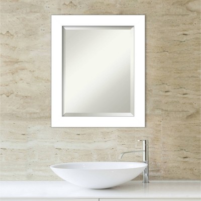 White Beveled Rectangular Bathroom Vanity Wall Mirror