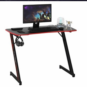 BestMassage 35/47 Inch Gaming Desk Z-Shaped PC Computer Desk with Carbon Fiber Surface Adjustable Leg Pads - 1 of 4