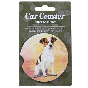 E & S Imports 2.5 Inch Jack Russel Car Coaster Super Absorbent Coasters - 1 of 3