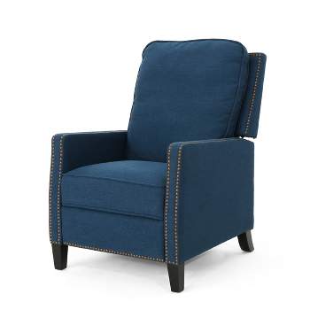 Cecelia Traditional Fabric Recliner Navy Blue - Christopher Knight Home