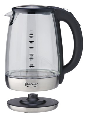 BETTY CROCKER Cordless Glass Kettle 1.7 Liter with Temperature Control, Black