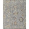 Gray and Blue Wool Floral Hand Knotted Area Rug - 4 of 4