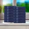 Zero Twist Cotton Ribbed Modern Geometric Border Face Towel Washcloth Set 12 by Blue Nile Mills - 2 of 4
