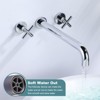 WOWOW 2-Handle Wall-Mount Brass Roman Tub Faucet with Long Spout Reach in Brushed Nickel (Valve Included) - 4 of 4