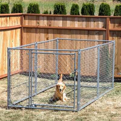 Lucky Dog Galvanized Steel Chain Link Outdoor Dog Kennel with Latching Door