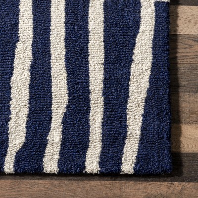 Artisan Navy Geometric Hand-Tufted Wool Area Rug, 6' x 9'