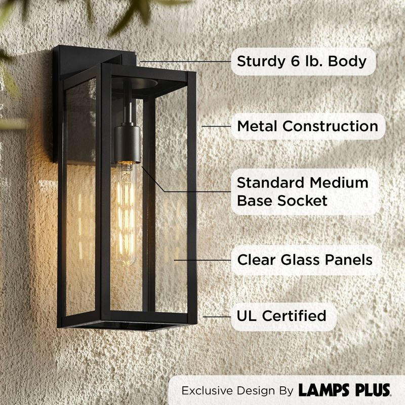 John Timberland Titan Modern Outdoor Wall Light Fixture Mystic Black 17" Clear Glass for Post Exterior Barn Deck House Porch Yard Patio Home Outside, 5 of 10