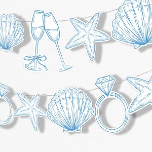 Big Dot of Happiness Last Toast on the Coast Banner, Beach Bridal or Bachelorette Party Decor, 30 Feet of Cord, 15 Double-Sided Beach Pieces - 1 of 4