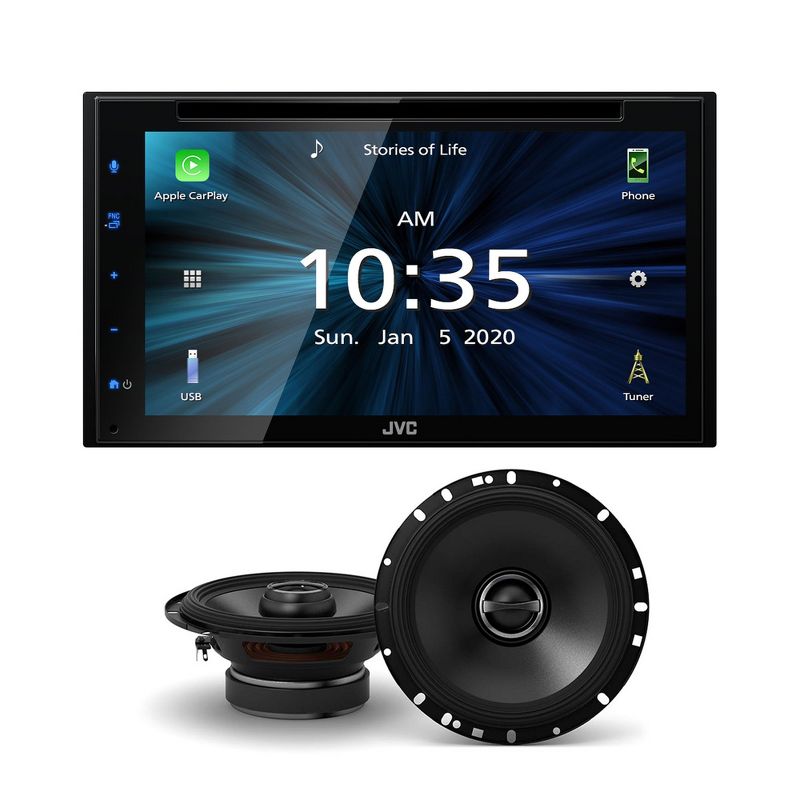 JVC KW-V660BT 6.8" Touchscreen Receiver Compatible with Apple CarPlay & Android Auto Bundled with a Pair of S-S65 6.5" Coaxial Speakers, 1 of 9