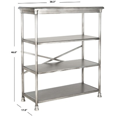Jamison Transitional Dark Silver Wood & Iron Large Etagere Bookcase