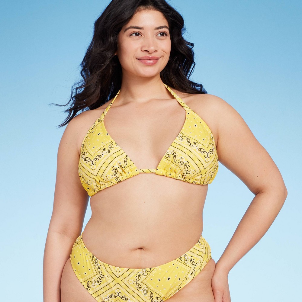 Photos - Swimwear Women's Bandana Print Triangle Bikini Top - Wild Fable™ Yellow X