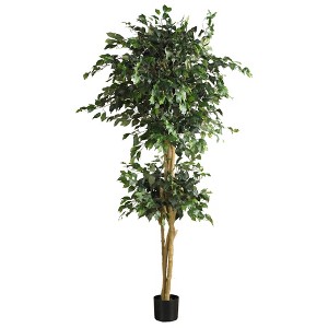 Nearly Natural 6-ft Double Ball Ficus Silk Tree - 1 of 2