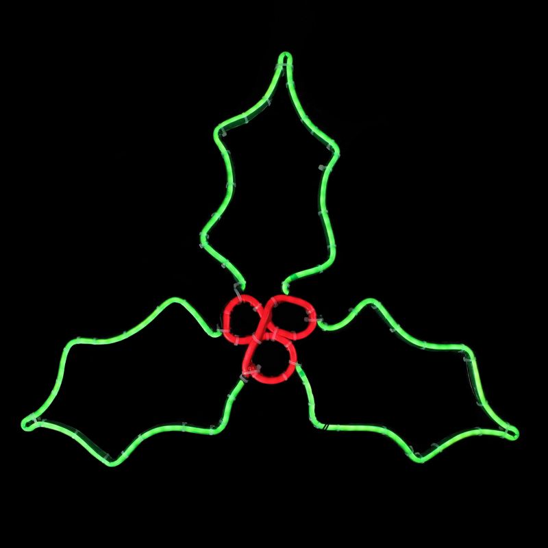Northlight 16" Neon Style LED Lighted Holly Berry Christmas Window Silhouette Decoration, 2 of 4