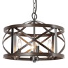 LNC Ribbon 15.5-in Farmhouse Drum Chandelier, Distressed Black and Antique Brown Wood Finish, 4-Light - 3 of 4