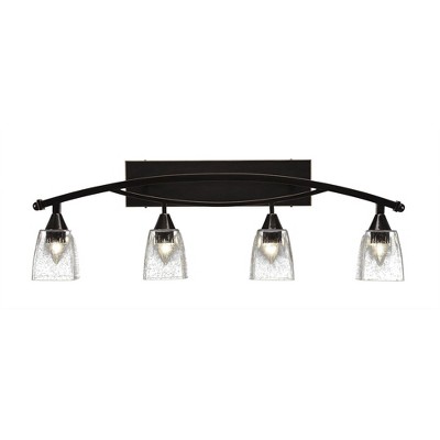 Toltec Lighting Bow 4 - Light Vanity in  Black Copper with 4.5" Square Clear Bubble Shade