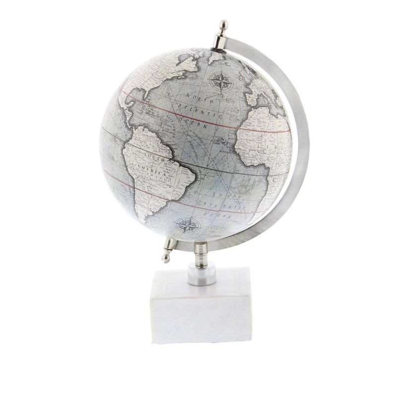 13&#34; x 9&#34; Contemporary Decorative Globe with Iron and Ceramic Stand White - Olivia &#38; May, 1 of 7