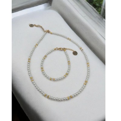 april clear ab - silver bracelet /necklace set