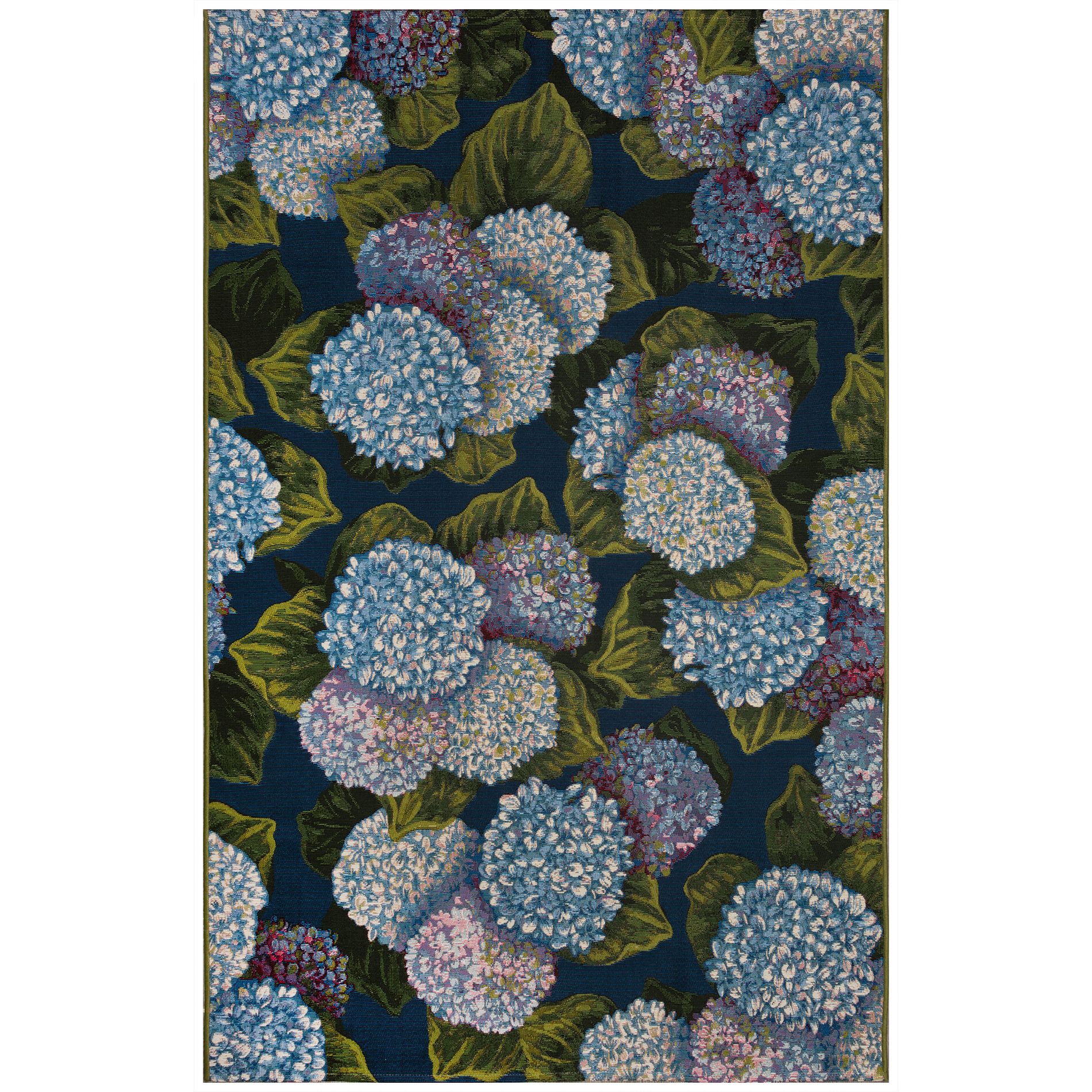 Lush Decor Hydrangea Blooms Indoor/Outdoor Area Rug Navy