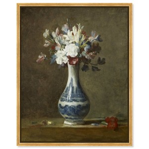 Art Remedy Jean Baptiste Chardin - A Vase of Flowers Classical vintage floral vase wall art Framed - 1 of 4