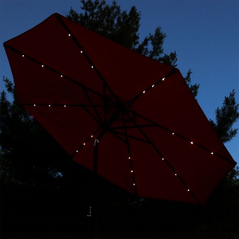 Sunnydaze Outdoor Aluminum Pool Patio Umbrella with Solar LED Lights, Tilt, and Crank - 9', 4 of 15