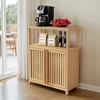 VANIRROR Bamboo Sideboard&Buffet Storage Cabinet, Freestanding Organizers With Two Doors for Bathroom, Dining Room, Hallway, Kitchen - 2 of 4