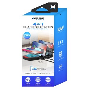 Xtreme Ultimate 4-In-1 Wireless Charging Black Station With 10W Wireless Charging Pad, Powers 4 devices, LED Indicator Light - 1 of 4