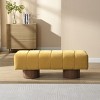 Chenille Fabric Upholstered Accent Bench with Round Wood Legs,Rectangular End of Bed Ottoman,Modern Bedroom or Entryway Bench-Coolbibila - 2 of 4