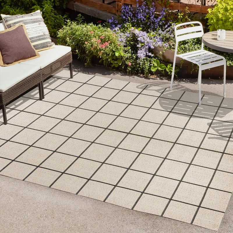 Grid Modern Squares Indoor/Outdoor Area Rug - JONATHAN Y, 1 of 13
