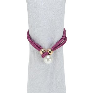 Unique Bargains Curtain Tiebacks Faux Pearl Strand Polyester Purple 2 Pcs - 1 of 3