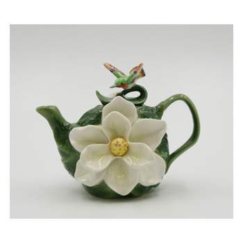 Kevins Gift Shoppe Ceramic Magnolia Flower with Hummingbird Teapot