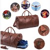 Waterproof Leather Weekender Duffel Bag with Shoe Compartment, Carry-On Overnight Travel Bag for Men & Women in Brown - 2 of 4