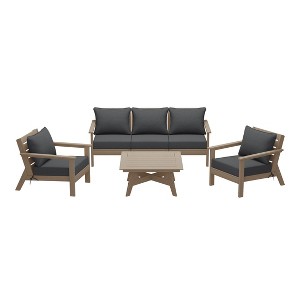 WestinTrends Avalon Outdoor 6-Piece Modular Sectional Patio Furniture Sofa Set, Weathered Wood/Gray - 1 of 4