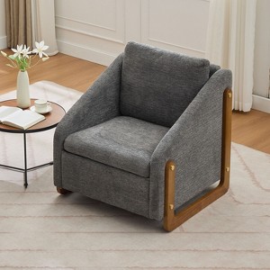 Okak Modern Chenille Fabric Accent Arm Chair with Wooden Frame,Comfy Sitting Chair with Gold Nailhead Trim,Living Room,Office - 1 of 4