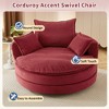Whisen Corduroy Swivel Round Sofa Chair with Dual-layer Cushion Design and 3 Removable Pillows - 3 of 4