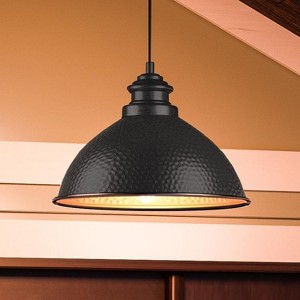 Urban Ambiance Luxury Hammered Outdoor Pendant Light,  8" x 12",  Midnight Black Finish, UHP1171 - 1 of 4