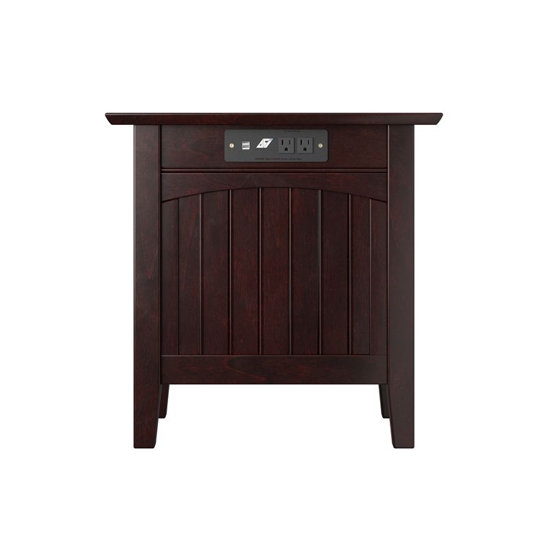 AFI Nantucket 14" Solid Wood End Table with Built-In Charger in Espresso, 4 of 6