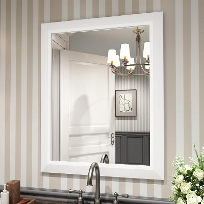 Apmir High-Strength Tempered Glass and Aluminum Alloy Framed French Cleat Mounted Wall Decor Mirror in matte black with 5-Year Warranty